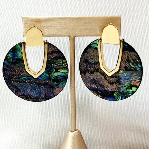Statement Circle Pierced Earrings Oversized Resin Shell Jewelry 80s Style Dangle - Picture 1 of 8